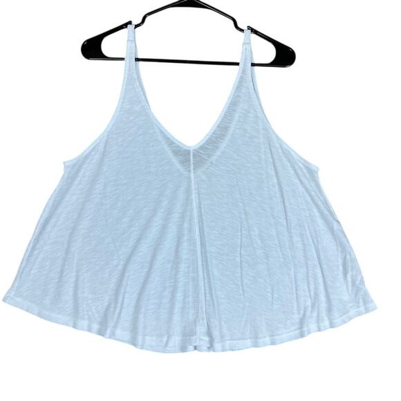 Free People Womens Tank Top White Dani Double V Neck Sheer Intimately Medium - Picture 1 of 12